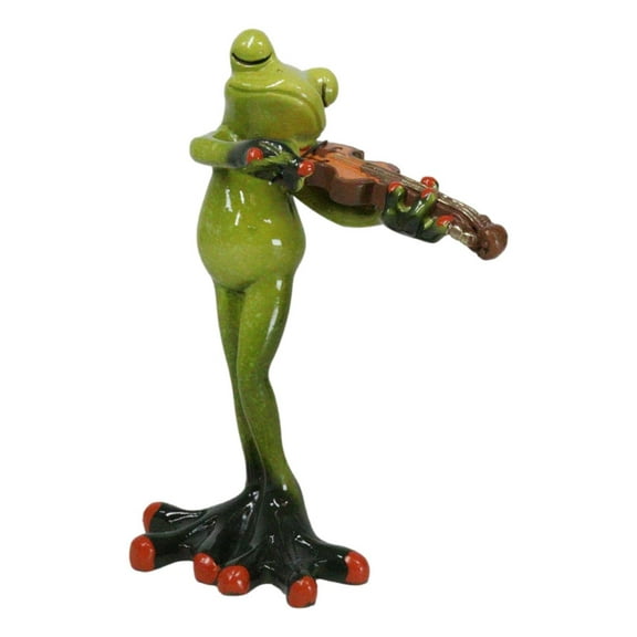 Classical Strings Symphony Green Toad Frog Playing The Violin Figurine