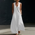 thumbnail image 4 of Jumpsuits for Women V Neck Sleeveless Wide Leg Jumpsuit Casual Long Rompers White M, 4 of 7