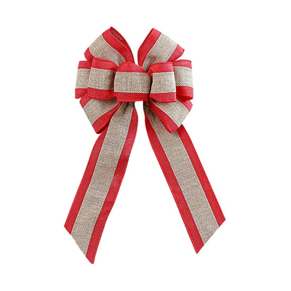 Christmas Tree Topper Bow,15×9.41inch Large Velvet Christmas Wreath Bows Xmas Ornaments with Long Plaid Streamer Wired Edge Ribbon for Farmhouse Christmas Decoration