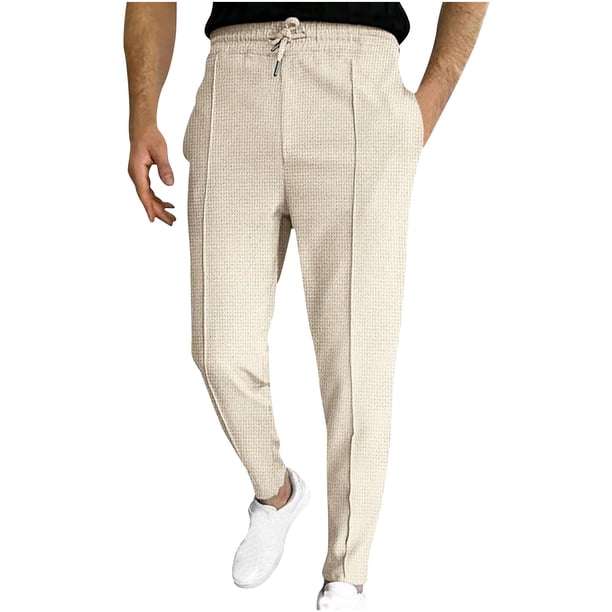 Pantalones largos para hombre, ajustados, con cordón, elásticos, de pierna recta, deportivos, informales, para hombre