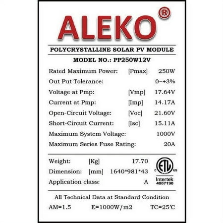 ALEKO ETL Polycrystalline Modules Solar Panel