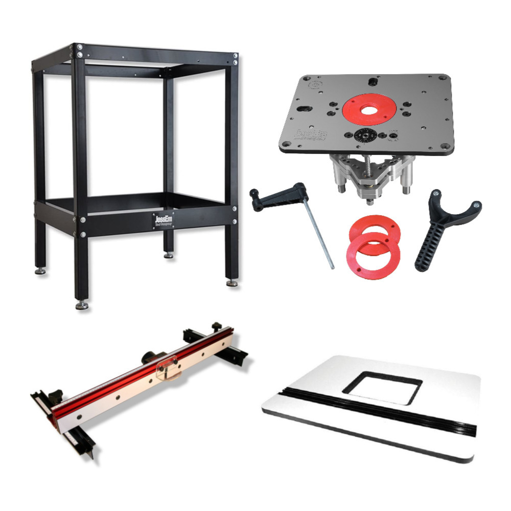 JessEm Rout-R-Lift II Router Lift for 3-1/2-Inch Diameter Motors Bundle
