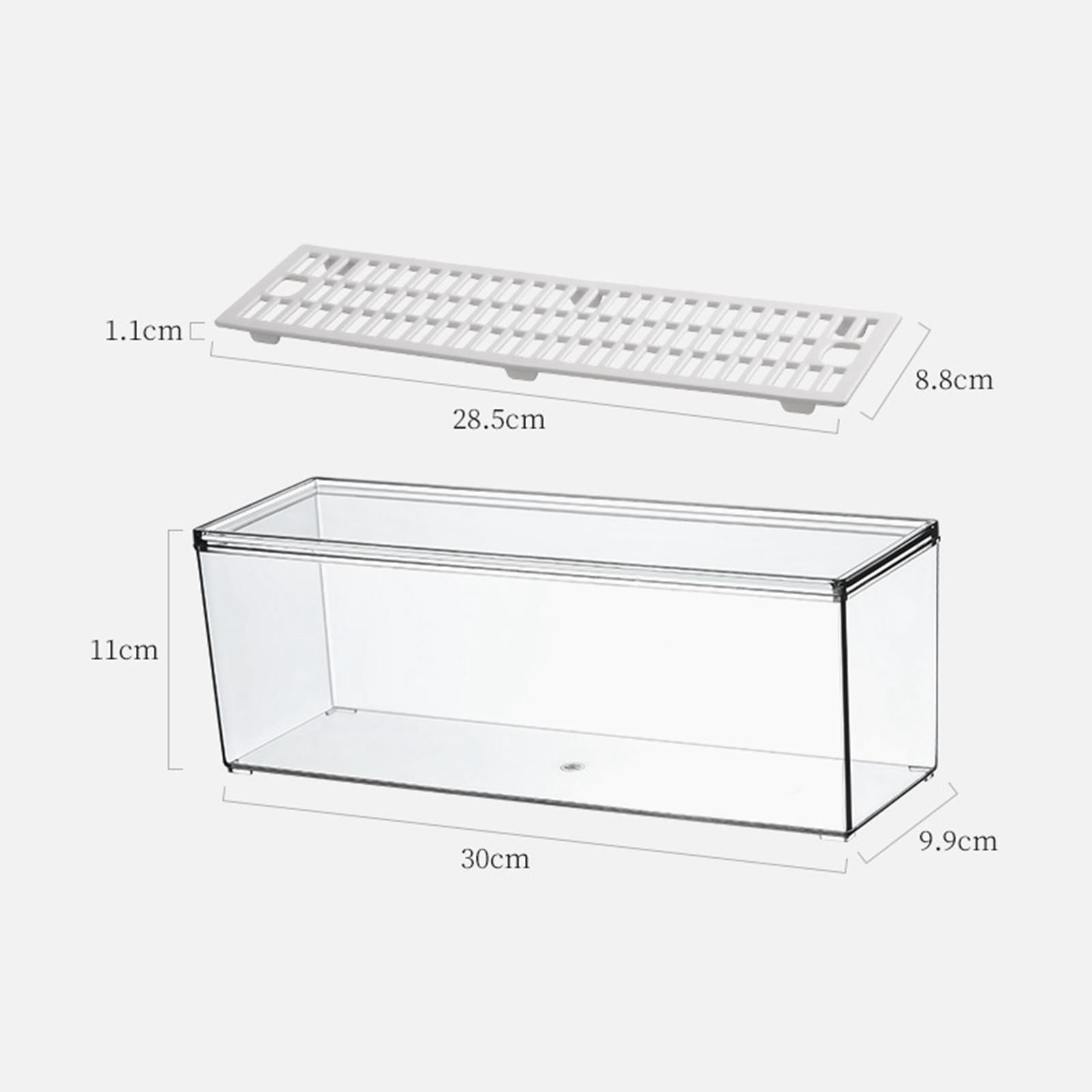 Esquirla Fridge Organizer Chopstick Storage Box Food Storage Bin Multipurpose Flatware Tray Vanity Organizer for Spoons Fruit Cabinets Large and Drain Tray