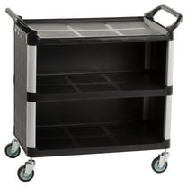 3-Shelf Utility Cart with Swivel Wheels, Enclosed Design with 2 Side Handles, Plastic and Aluminum (Black) (UC3SLGEBL)