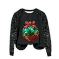 thumbnail image 1 of Pisexur Sweatshirts de Noël pour Femmes Mode Vacances Imprimé Graphique Pomme Rouge Pull Décontracté Manches Longues Col Rond Chandails en Molleton Amples Confortables Automne pour Femmes, 1 of 3