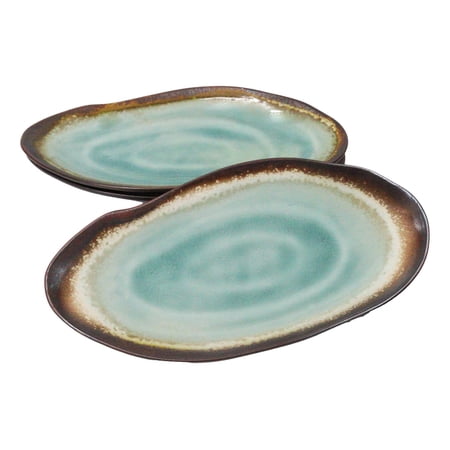 Pack Of 3 Green Midori Kannyu Porcelain Oblong Shaped 12" L Serving Platters