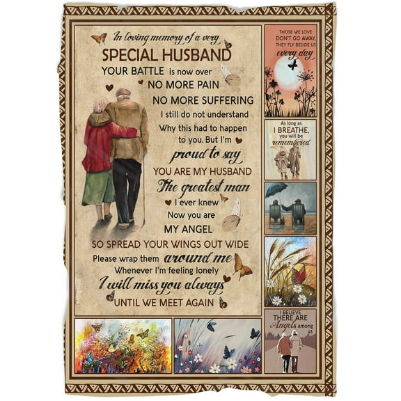 Memorial Blanket - Husband Memorial Blanket I Will Miss You Always Until We Meet Again Fleece Blanket Home Decor Bedding Couch Sofa Soft And Comfy Cozy, Memorial Gift, 30x40in Fleece Blanket