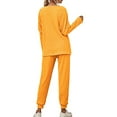 thumbnail image 4 of Frontwalk Women Nightwear Drawstring Sleepwear Elastic Waist Loungwear Fall Baggy Lounge Sets Tops And Pants Pjs Yellow S, 4 of 6