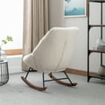 thumbnail image 3 of Boucle Upholstered Rocking Chair, Comfortable Accent Chair Glider Rocker with Padded Seat, Nursery Rocking Chair with Metal Base and Rubberwood Legs for Living Room Bedroom Offices, Beige, 3 of 7