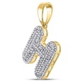 thumbnail image 2 of FB Jewels 10kt Yellow Gold Mens Round Diamond Letter H Bubble Initial Charm Pendant 5/8 Cttw, 2 of 2