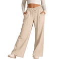 thumbnail image 3 of Efsteb Girls Wide Leg Cotton Linen Pants Fashion Loose Fit Elastic Waist Drawstring Straight Leg Palazzo Pants Casual Beach Trousers (Beige,3 Years), 3 of 9