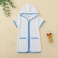 thumbnail image 2 of kpoplk Kids Toddler Little Boy Girl Swim Cover Up Towel Terry Swimsuit Wraps Zip Up Bathing Suit Robe Pool Beach Coverup(9-10 Years,Blue), 2 of 7