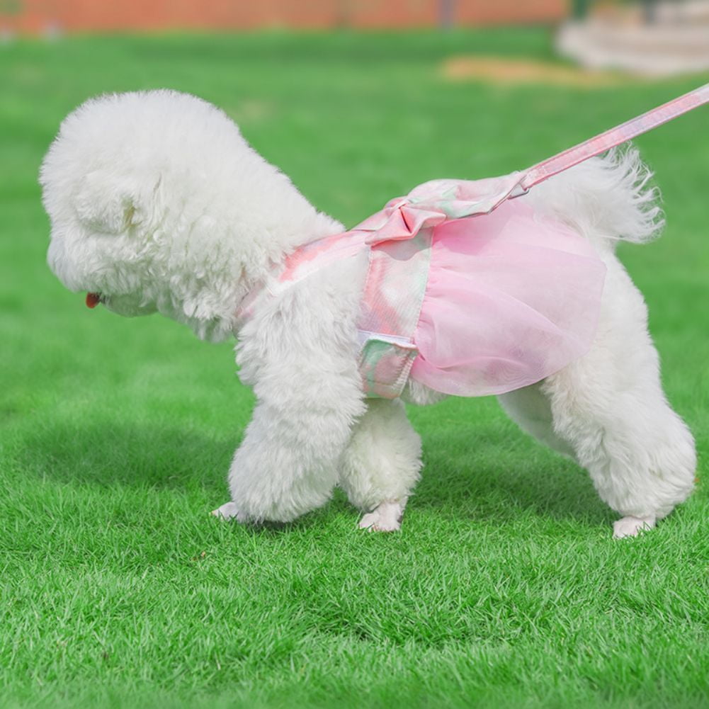 CSCHome Cat Harness Cat Harness and Leash Set Puppy Harness Puppy Leash Bow Pet Chest Strap Back Princess Yarn Dress for Cats Kitten Puppy