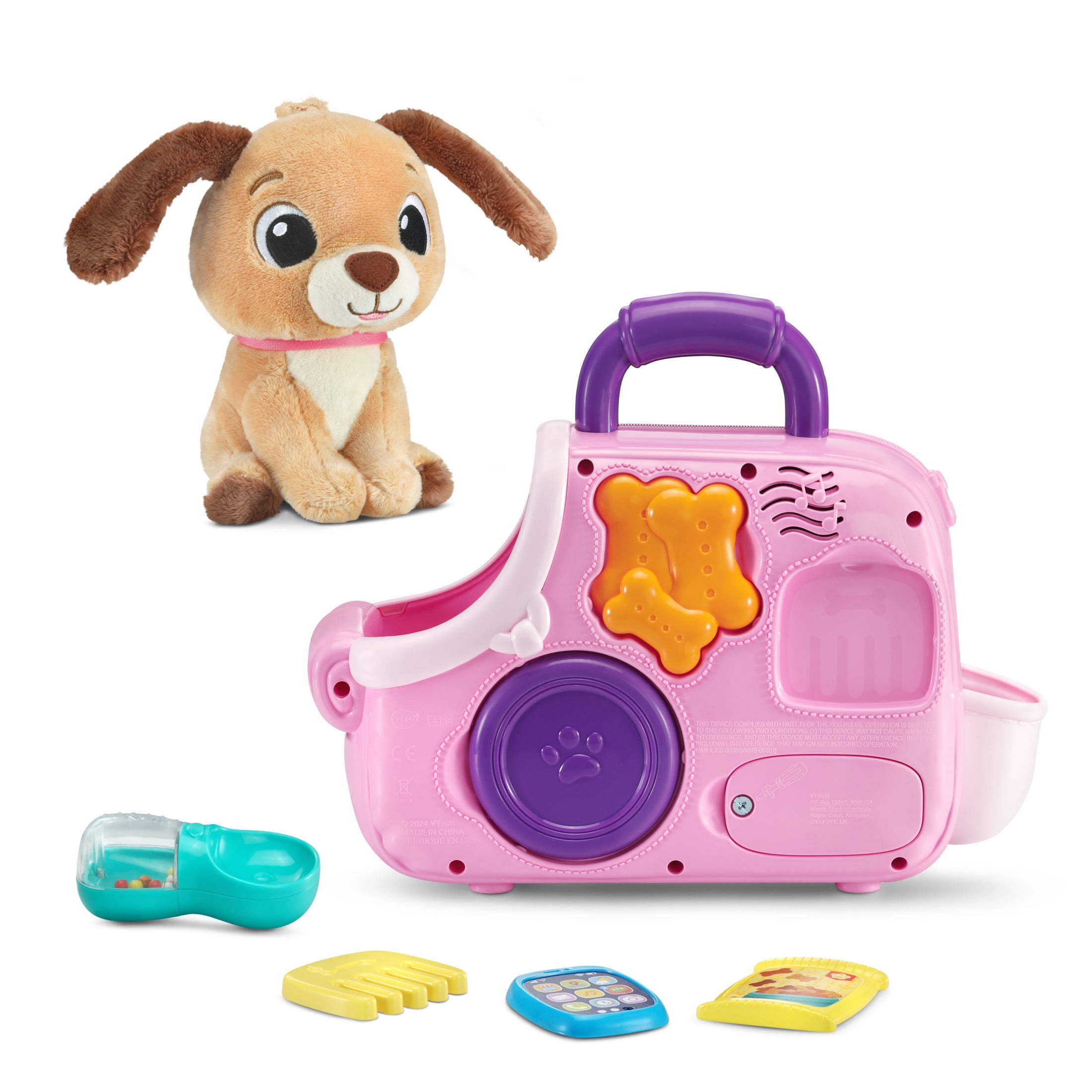 VTech Cutie Paws Puppy Carrier Plush, Plastic with Accessories, Baby and Toddler Toys