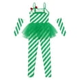 thumbnail image 6 of Zaldita Kids Girls Christmas Cosplay Jumpsuit Candy Cane Sleeveless One Piece Bodysuit for Stage Green 12, 6 of 7