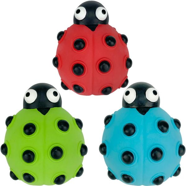 Multipet Look Who's Poppin' Latex Ladybug Dog Toy with Squeaker