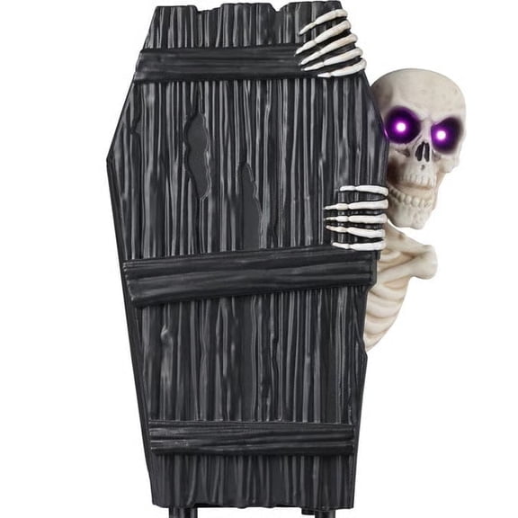 Animated Pop Out Skeleton  Coffin Halloween Tabletop Prop 9 in