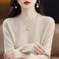 thumbnail image 3 of Chandail Col Rond Automne et Hiver Chandail Femme Couleur Unie Manches Longues Chemise de base Courte Fine, 3 of 6