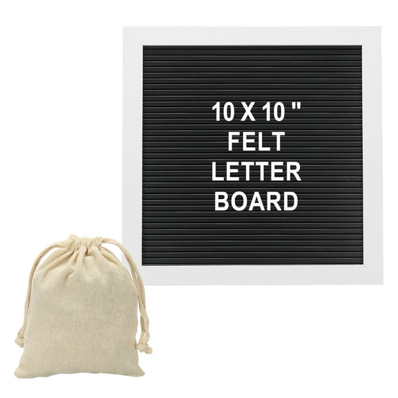 Uxcell Felt Letter Board, 10x10" Black White Plastic Message Board, White Letter