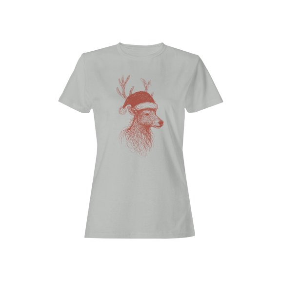 Festive Reindeer in Santa Hat Women's T-shirt