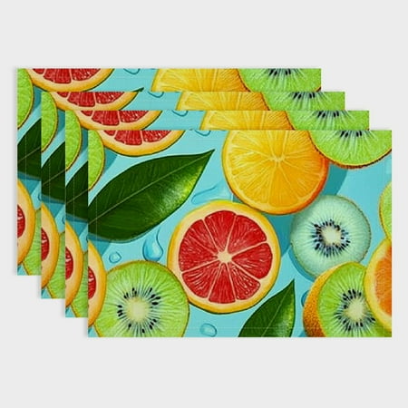 

Shiartex Green Leaf Party Table Placemat Set of 4 - Linen Western Meal Pad for Birthday Parties Christmas Buffets - Home Decoration 18x12in