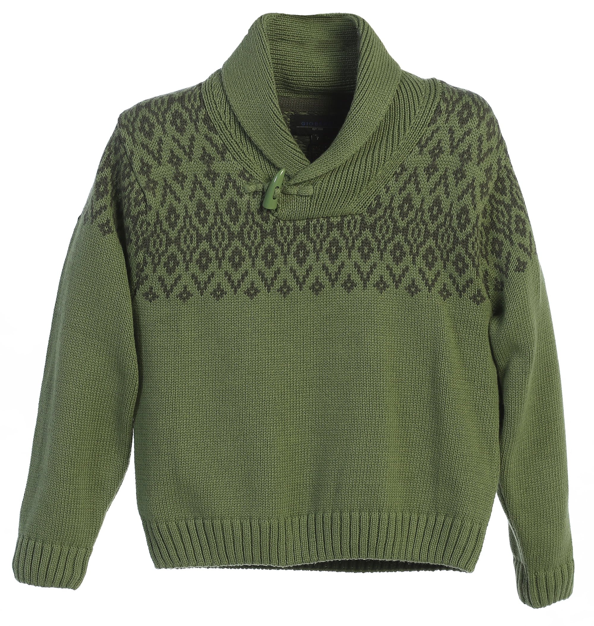 Gioberti Kids and Boys Shawl Collar Pullover Knitted Sweater with Toggle Button Closure