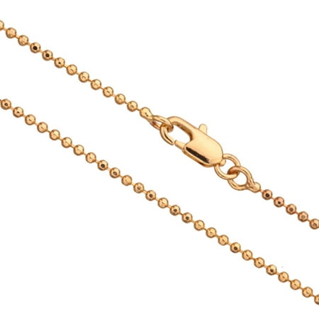 Ball Clasp Necklace - 18Inch Necklace Gold Ball Chain, Gold Finished 1.5mm Ball With Lobster Claw Clasp 2pcs