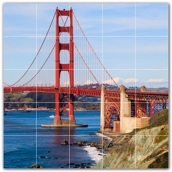 Picture-Tiles.com: Bridge Ceramic Tile Wall Mural WAL500244-55XL. 60"W x 60"H using (25) 12" x 12" Ceramic Tiles-Satin Finish
