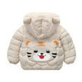 thumbnail image 3 of Hicidod Toddler Dowm Coats Thicken Light Print Puffer Jacket for Baby Boys Girls Cute Hooded Zipper Puffy Warm Winter Outwear, 3 of 6