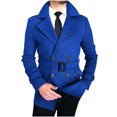 thumbnail image 2 of TMOYZQ Men's Classic Pea Coat Notched Collar Double Breasted Slim Fit Jackets Casual Winter Warm Heavyweight Trench Overcoat on Clearance, 2 of 4