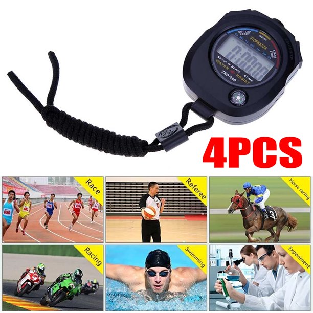 4PCS Lcd Digital Stopwatch Sport Timer Stop Watch with Winding