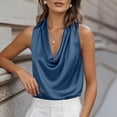 thumbnail image 4 of Inglocry Womens Silk Satin Tank Tops Trendy Cowl Neck Shirts Sleeveless Teacher Clothes Office Business Dressy Casual BlouseTeacher Clothes Office Business Dressy Casual Blouse Navy 2XL, 4 of 9