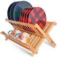 thumbnail image 1 of Bamboo 2 Tier Dish Drying Rack - Collapsible Dish Drainer Utensil Rack and Best Dish Holder for Kitchen Countertop by Royal Craft Wood, 1 of 5