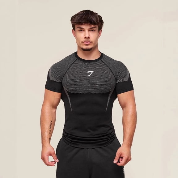 Men's Athletic Compression Short Sleeve Shirt, Breathable Quick Dry Gym Workout Top, Stretch Performance Sportswear