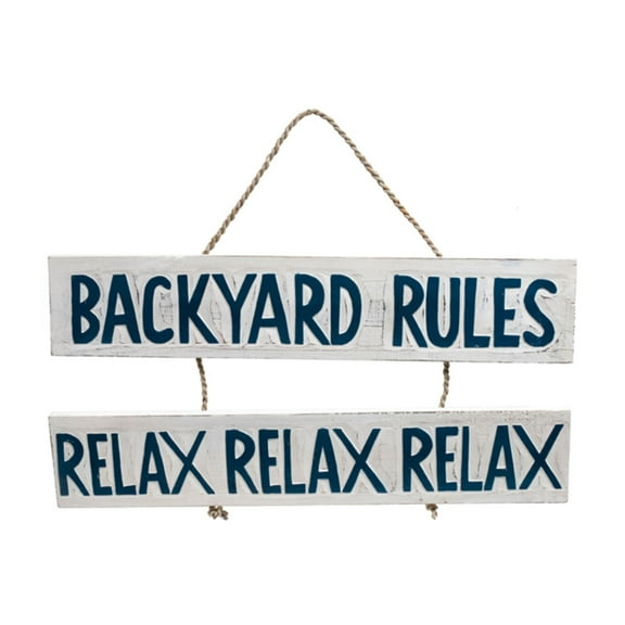 Hand Painted Wooden Backyard Rules Wall Art Sign