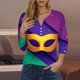 thumbnail image 2 of Camisetas de Manga Corta para las Mujeres, Estampado 3/4 Manga Cuello Redondo Superior, Moda Tela de Imitación Casual, 2 of 7
