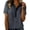 Gray, variant on Oversized Shirts for Women Casual Linen Blouse Denim Contrast Collar Short Sleeve Button Placket Curved Hem Summer Top XXL