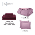 thumbnail image 5 of Mainstays 7 Piece Reversible Bed in a Bag Comforter Set with Sheets, Lilac Bloom, Full, 5 of 6