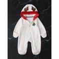 thumbnail image 2 of ZINTAOZT Newborn Unisex Baby Christmas Fleece Jumpsuit Bear Ear/Antlers Hooded Footie Romper Warm Fall Winter Outwear, 2 of 8