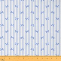 Homewish Girly Blue Bow-tie Fabric by the Yard 2 Yards for Teen, Kawaii Cartoon Princess Sewing Fabric, Cute Ribbon Fabric for Sewing, Microfiber Bedroom Decor