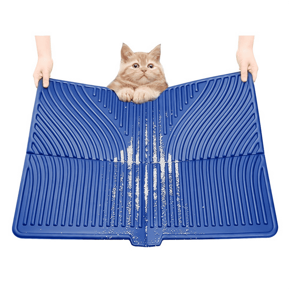 Mat, Large Trapping Mat Soft on Kitty Paws, Litter Box Mat Keep Floor Clean Blue
