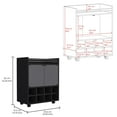 thumbnail image 3 of DeeHome St Andrews Bar Cart with Built-In 8-Bottle Rack, Double Glass Door Cabinet, and Aluminum-Edged Top Surface, 3 of 7
