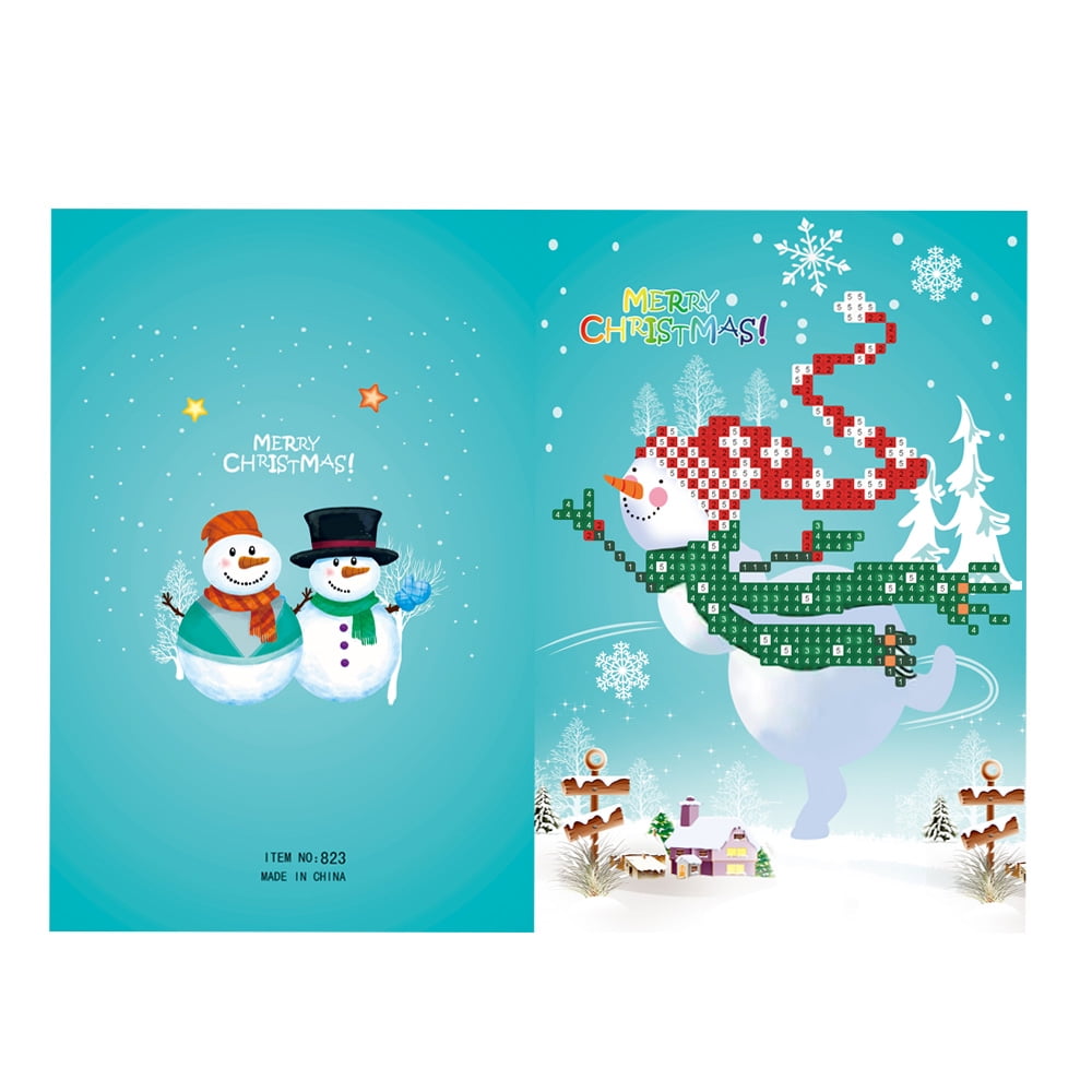 Rhinestones Christmas Cards Xmas Card 5D Diamond Painting Greeting Postcards 
