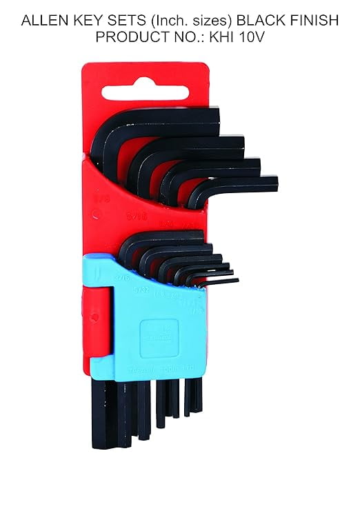 Taparia KHI-10V Steel Allen Key Set (Black Finish, Hanger Packing, Pack of 10)