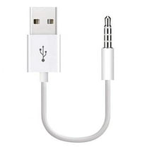 for iPod Shuffle Cable, 3.5mm Male Jack to USB Power Charger Sync Data Transfer Cord 10.5CM Replacement Cable Compatible for iPod Shuffle 3rd | 4th | 5th Gen MP3/MP4 Case, White