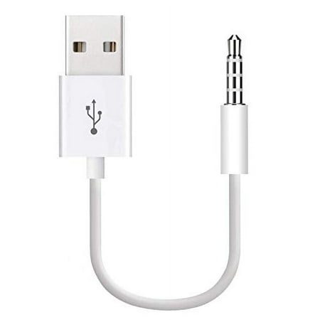 for iPod Shuffle Cable, 3.5mm Male Jack to USB Power Charger Sync Data Transfer Cord 10.5CM Replacement Cable Compatible for iPod Shuffle 3rd | 4th | 5th Gen MP3/MP4 Case, White