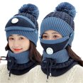 thumbnail image 2 of ZSQDM 3Pcs Womens Winter Scarf Set Thickend Knitted Hat Scarf Face Cover Outdoor beanies Hard Hat Sun Shade Visors Swim Cap for Long Hair, 2 of 7