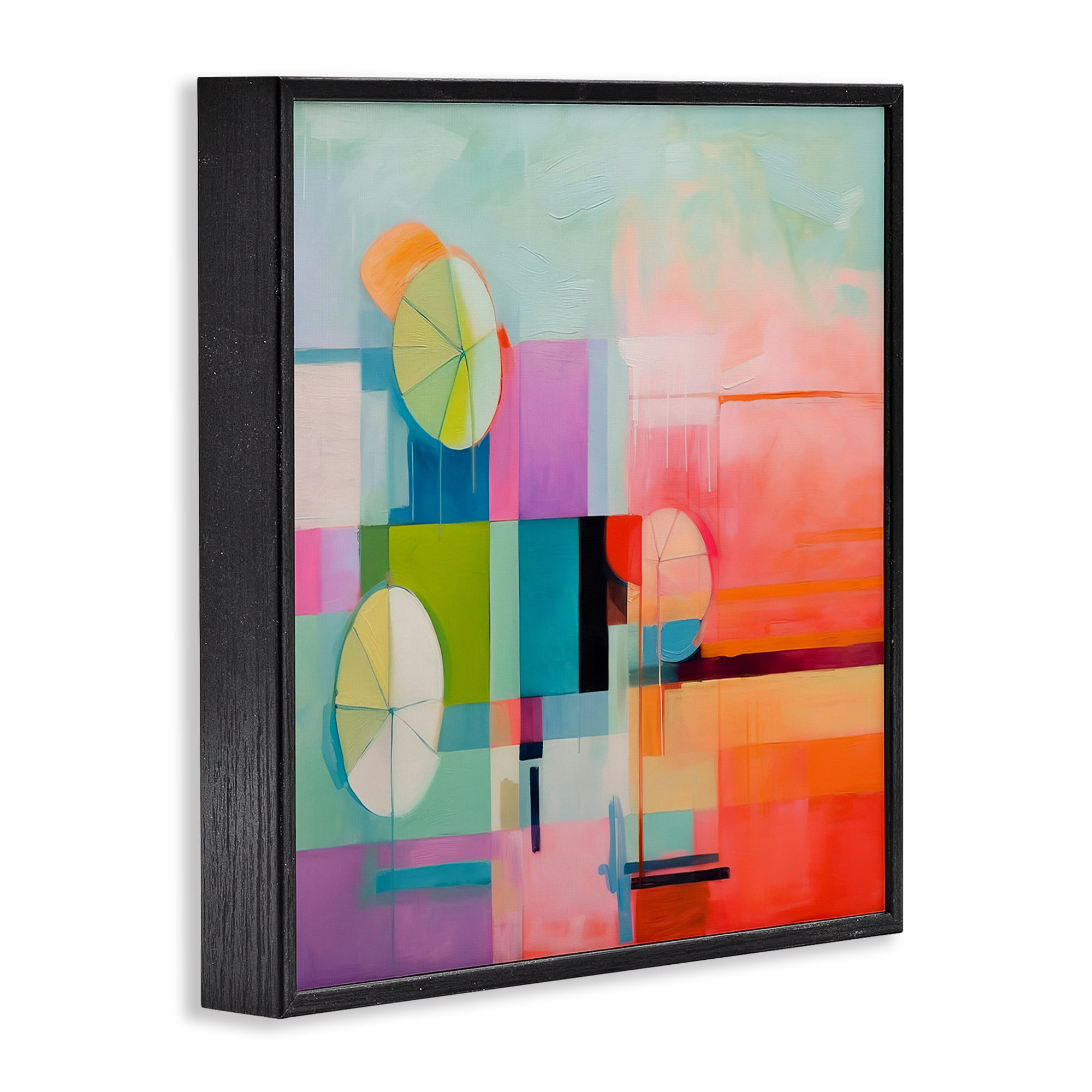 Stupell Industries Beach Umbrellas Abstraction Abstract Painting Black Framed Art Print Wall Art, 12 x 12