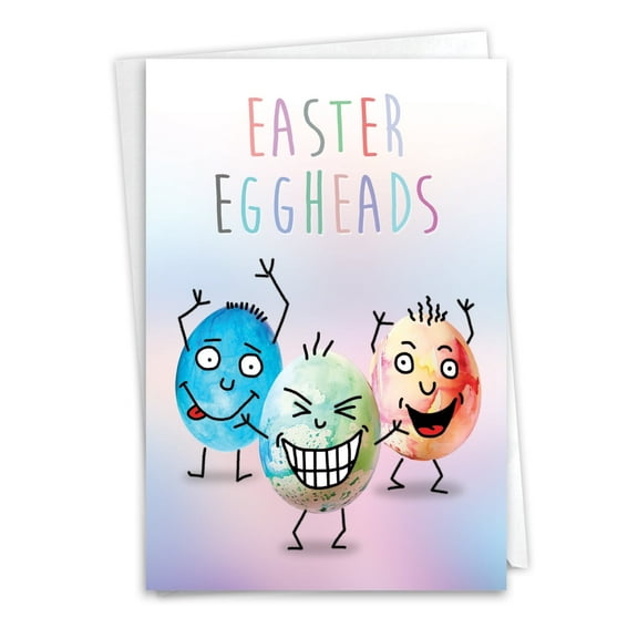 NobleWorks Funny Easter Greeting Card with 5 x 7 Inch Envelope (1 Card) Easter Eggheads C10916AEAG