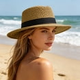 thumbnail image 2 of Womens Hat Women Elegant Hollow Out Structured Boater Sun Hat Outdoor Casual Brown One Size, 2 of 5